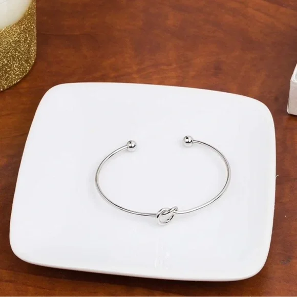 14k WG Plated Love Knot Cuff Bracelet - Picture 4 of 7